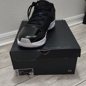 Nike Air Jordan Low Top Black with White Sole and Blue Accent